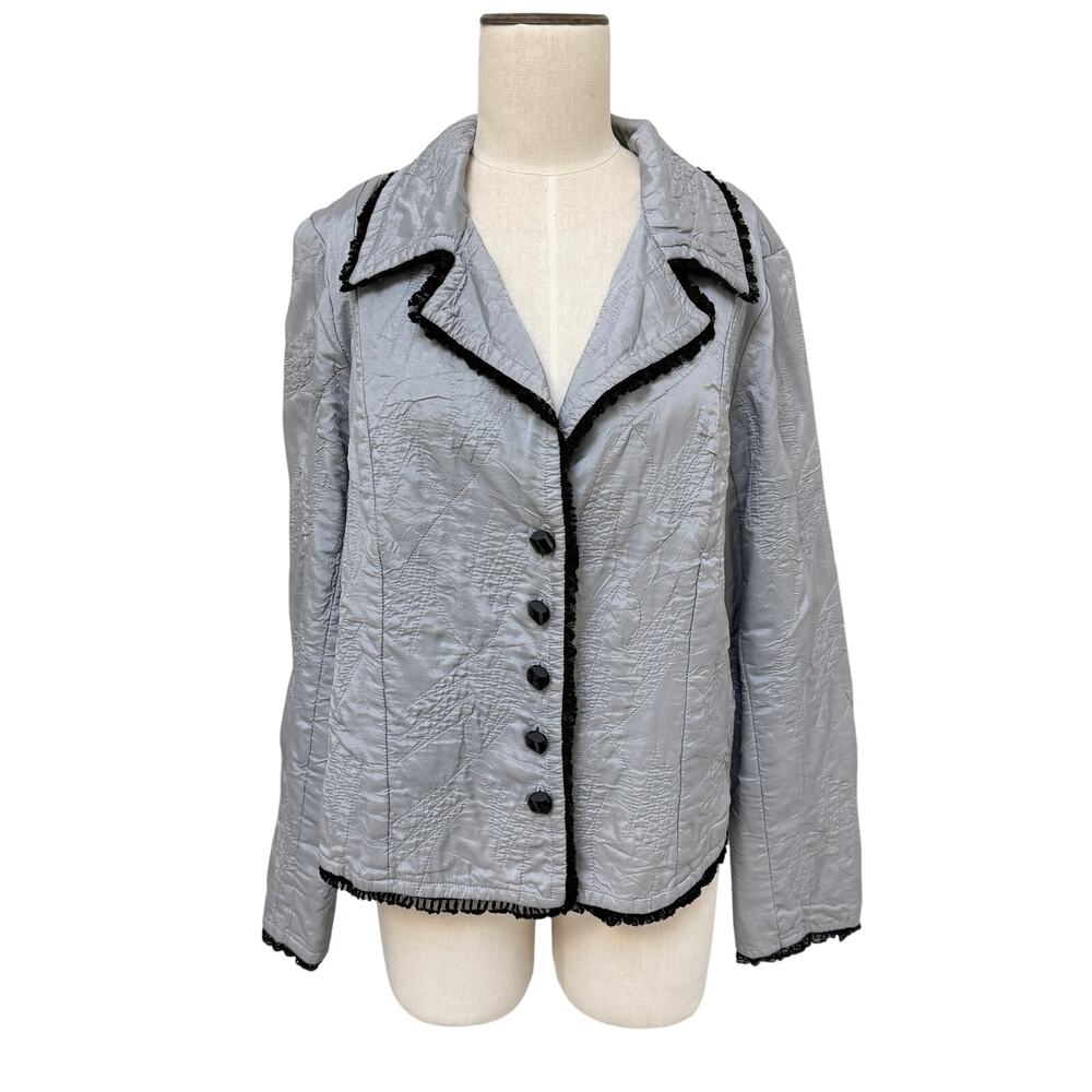 LOOK Vintage Quilted Dinner Sport Jacket Lace Trim Large
